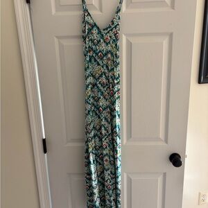 Old Navy Teal and Red Geometric Dress